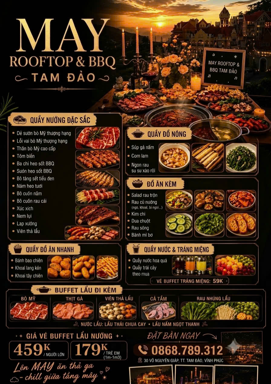 Menu buffet 459K tại MAY